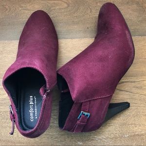Burgundy Kitten Heel Ankle Boots